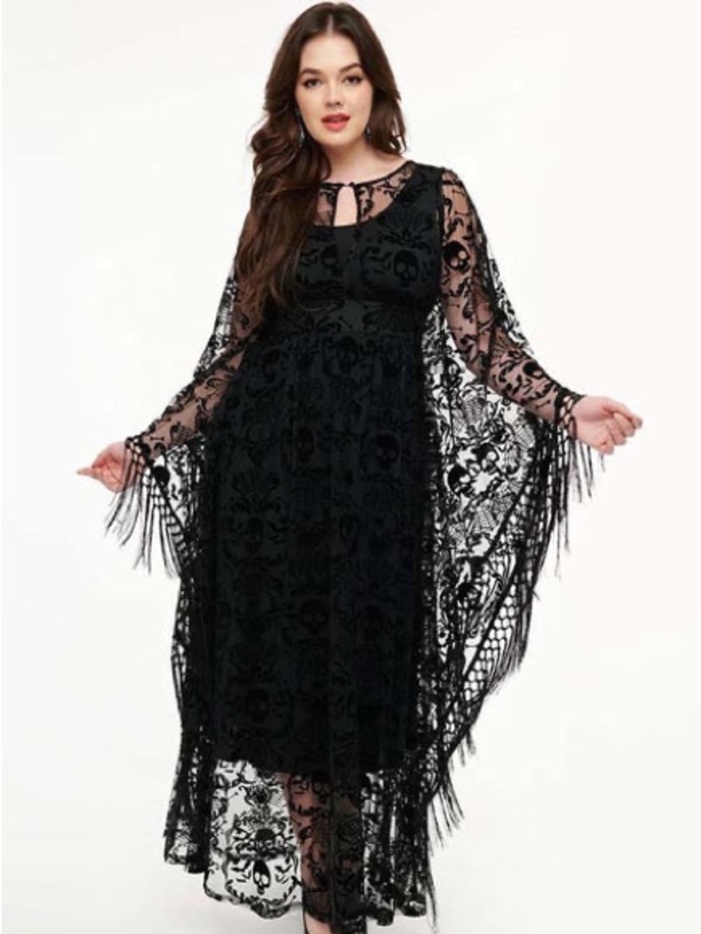 Unique Vintage Baroque Skull Burnout Caftan